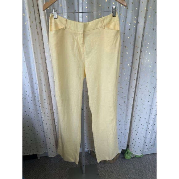 C Est. 1946 Women's Yellow Linen Blend 4 Pocket Classic Trouser Pants 6 - Picture 2 of 4